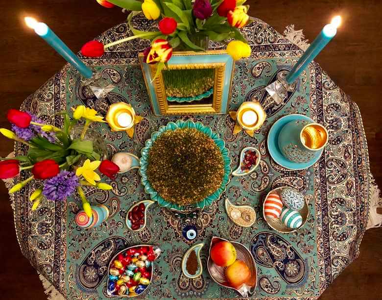 چیدمان سفره هفت سین ساده,چیدمان سفره هفت سین شیک,ایده چیدمان سفره هفت سین